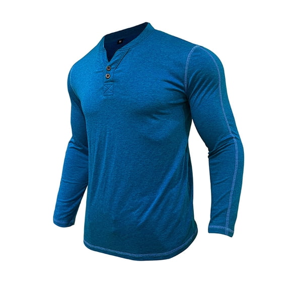 pstuiky Camisas de invierno de manga larga para hombre, Suéter informal de moda para hombre, color liso, manga larga y cuello redondo. Tops de talla grande para hombre l