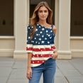 thumbnail image 4 of 4Th Of July Outfits For Women, Summer Casual Cold Shoulder Sexy Short Sleeve T-Shirt Top Red Women Outfits Shirts Womens Shirt American Flag Tank Top White Shirts Tops (XXL, Blue) ZMTing, 4 of 4