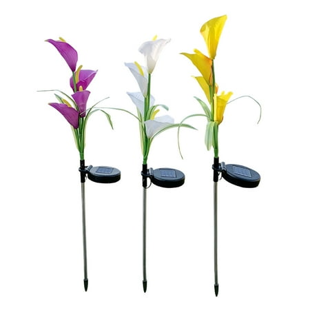 

3pcs 4 Calla Lily Flower Flexible LED Solar Light Pathway Patio Stake Lamp