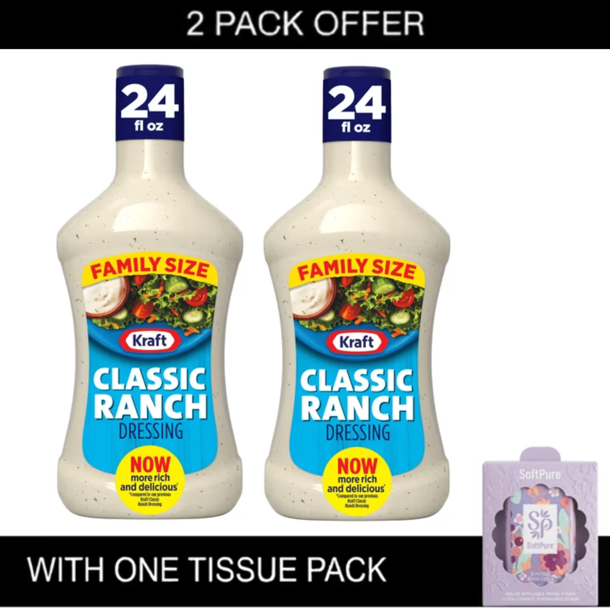 Kraft Classic Ranch Fat Free Dressing, 16 fl oz Bottle, creamy, zesty