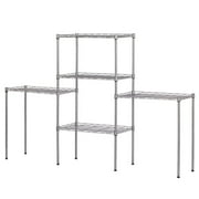 5 Tiers Wire Shelving Rack Steel Storage Shelving Rack Multiple Installation Way Storage Shelf for Kitchen Bathroom Garage Restaurant Silver