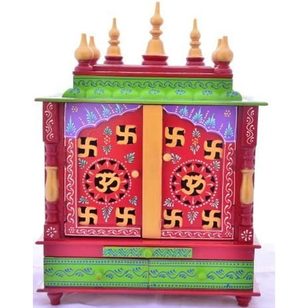 

Jodhpur Handicrafts Wooden Home Temple/Wooden Pooja Mandap/Wooden Pooja Mandir with Bulb