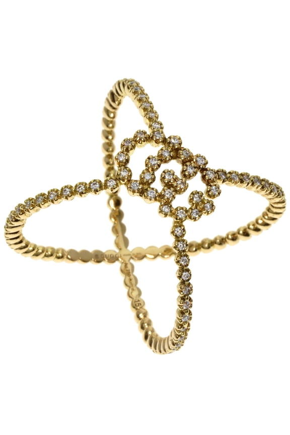 Pre-Owned Gucci GG Running Diamond Ring #15 18K Yellow Gold Women's GUCCI