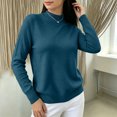 thumbnail image 4 of Women's Mock Neck Knit Sweater, Lightweight Basic Long Sleeve Pullover Tops for Fall Winter Daily Wear 2XL, 4 of 6