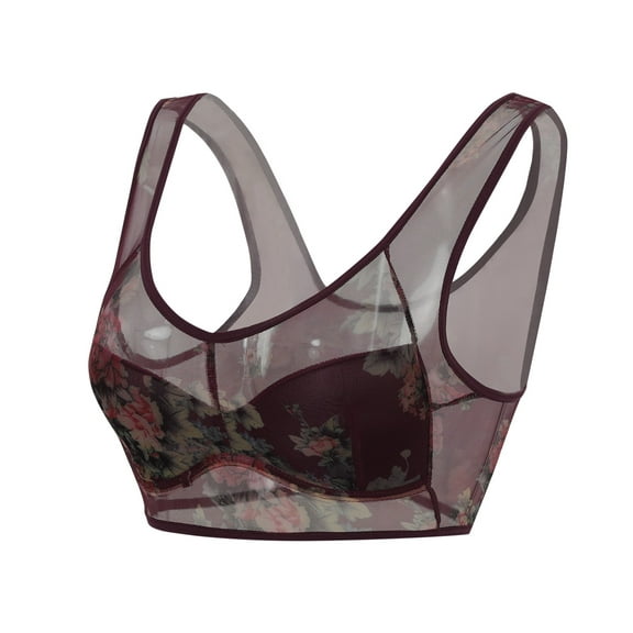 JAKANYQ Woemen's Bras Ice Silk Lace Bra Elle Bloom Bra For Seniors Sagging Wire Bra Loose Comfortable