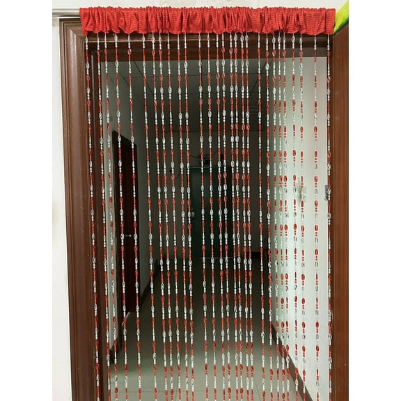 ZiDeTang Acrylic Beaded Door Curtain Décor Tassel Room Divider Curtain (Red, 100cm by 195cm)