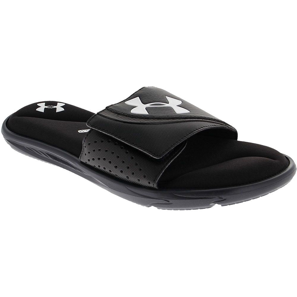 Under Armour Men's UA Ignite VI Slides Athletic Sandals Flip Flop Foam 3022711, Black/Black, 13