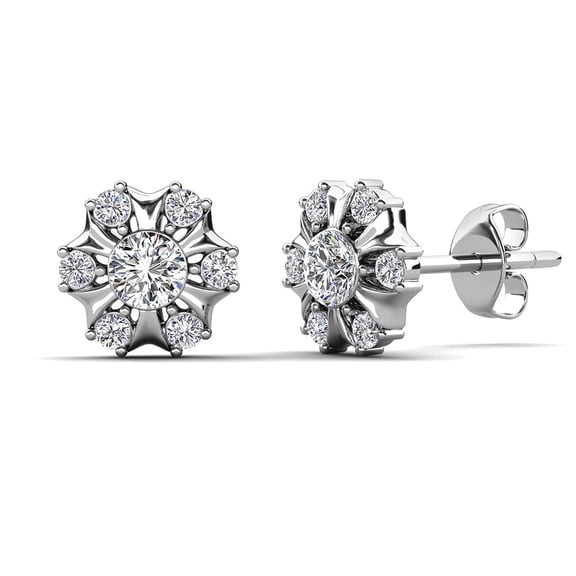 Cate & Chloe Millie 18K White Gold Earrings with Crystals, Stud Earrings for Women, Girls, Jewelry Gift for Any Occasion