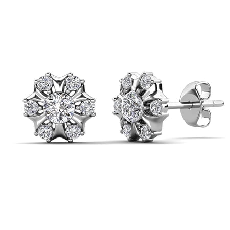 Cate & Chloe Millie 18k White Gold Plated Stud Earrings with Swarovski Crystals Gift for Women