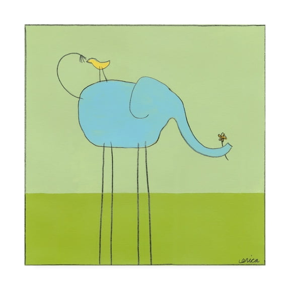 Trademark Fine Art 'Stick leg Elephant I Childrens Art' Canvas Art by June Erica Vess