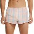 thumbnail image 2 of Mens Boxer Briefs Underwear Casual Plaid Printed Elastic Mid Waisted Breathable Side Slit Relaxed Loungewear Homewear Athletic Boxers, 2 of 5