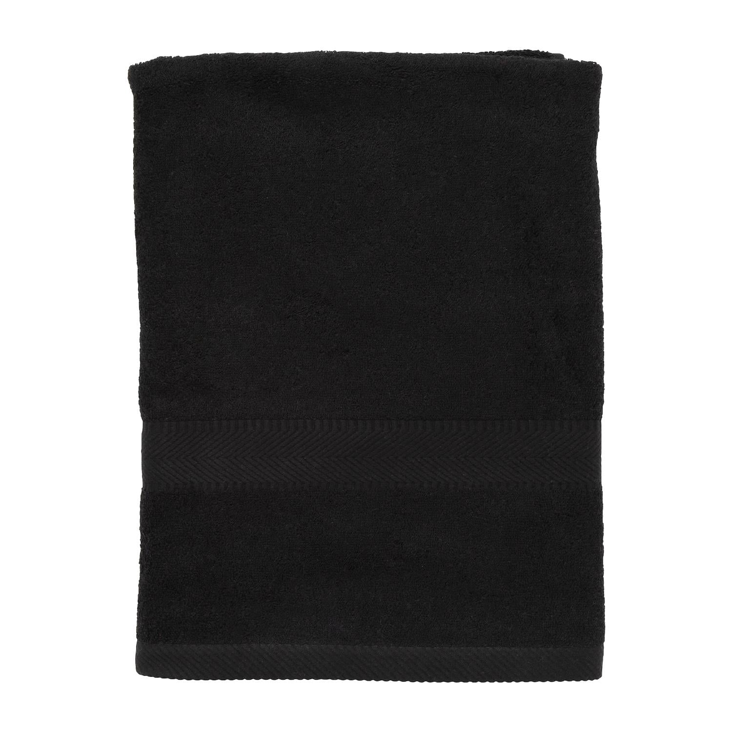 ELEGANI King Size 100% Cotton Loop Terry Beach Towel - 35 inch x 65 inch - Black