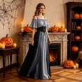 thumbnail image 4 of Renaissance Dress Women Short Sleeve Cold Shoulder Underbust Corset Dresses Vintage Victorian Goth Halloween Maxi Dress, 4 of 7