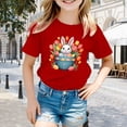 thumbnail image 2 of MIXUE Kids Girls Tops & T-Shirts Easter Bunny Children Cute Rabbit Round Neck Short Sleeve Casual Pullover Tee Shirts Sportwear,Red,7-8 Years, 2 of 4