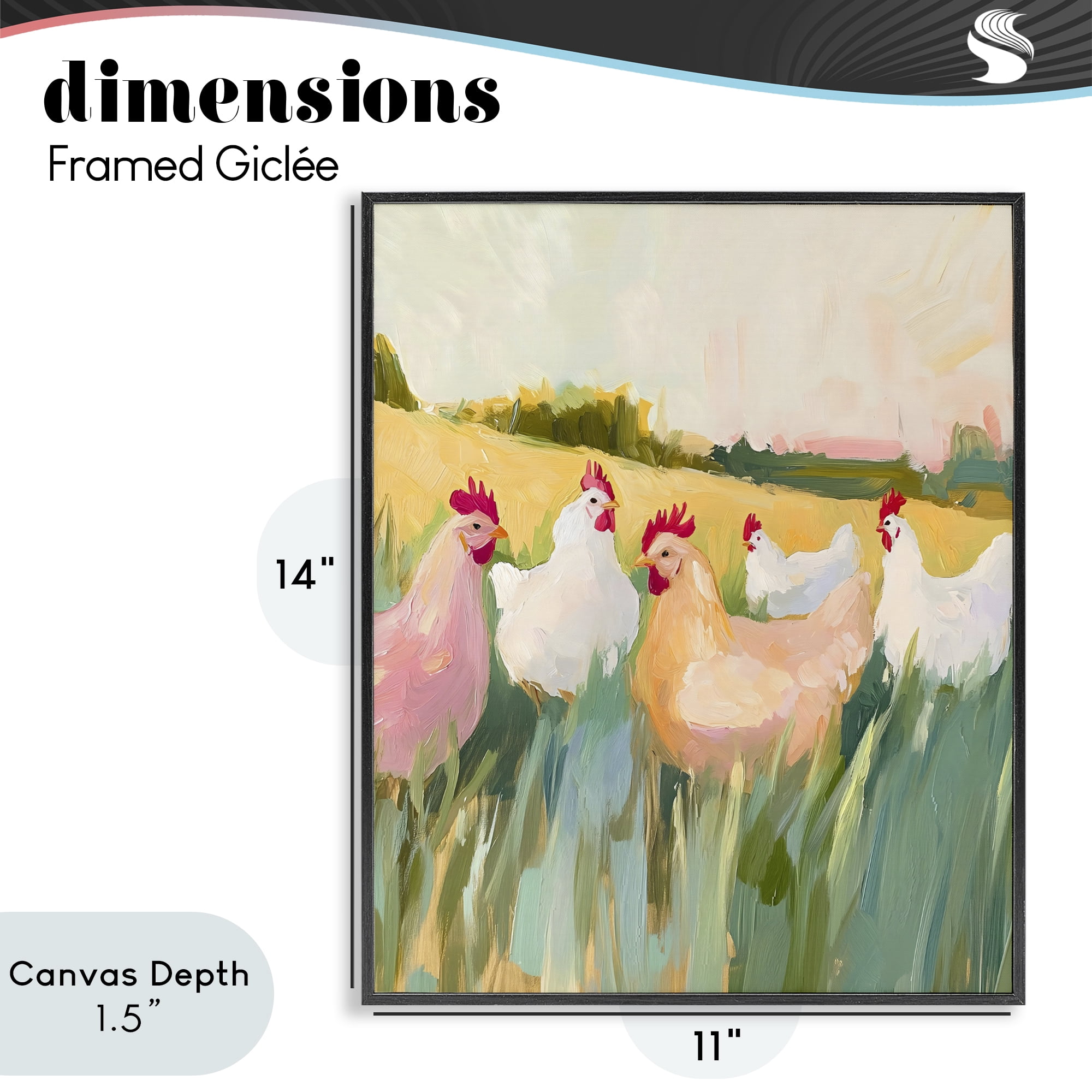 Stupell Industries Sunlit Flock of Chickens Black Framed Giclee Art, design by The Prints Vibe