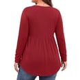 thumbnail image 4 of WellSize Plus Size Blouses for Women V Neck Curved Hems Tunic Tops Casual Long Sleeve Botton Fall Shirts, 4 of 7