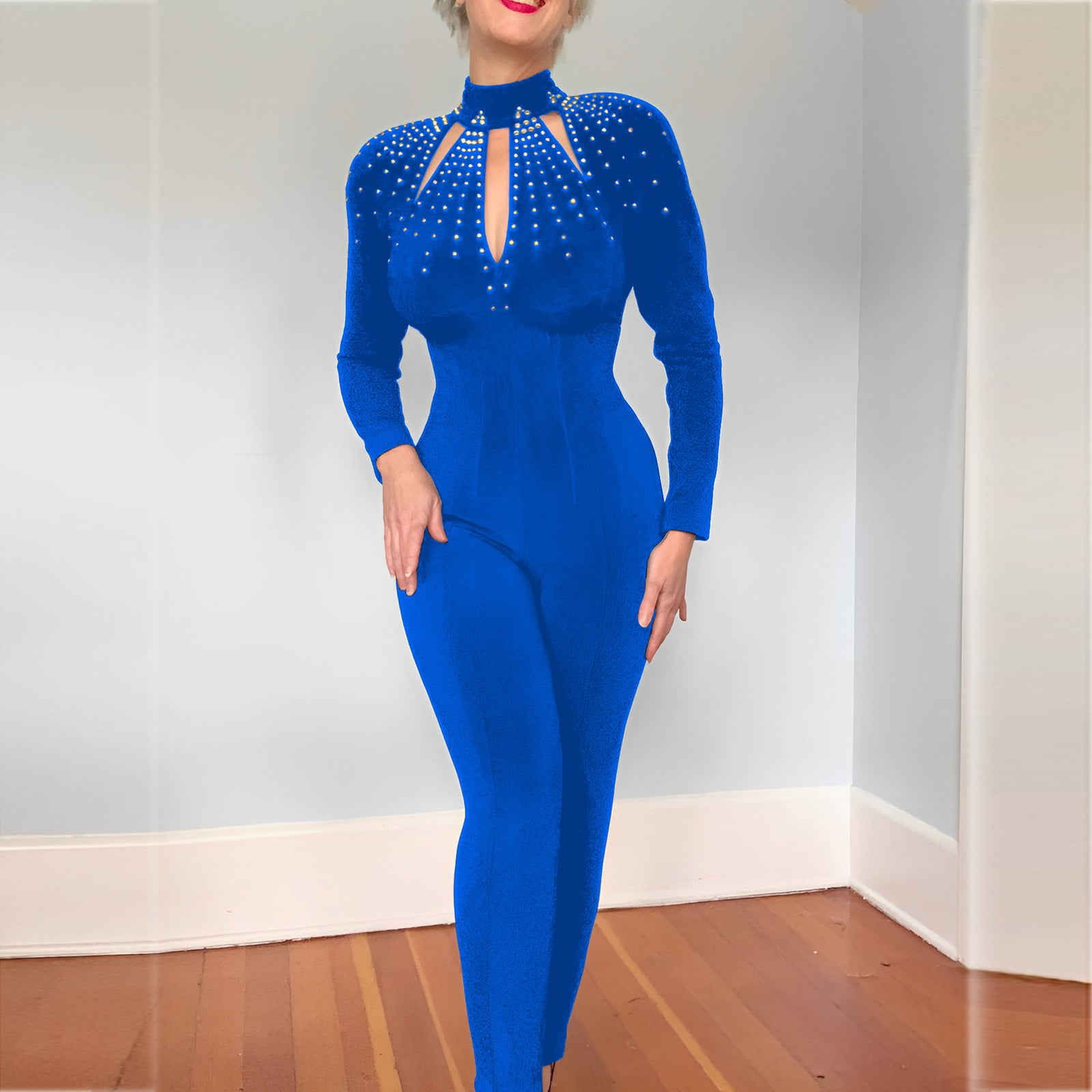 Fashion Long Sleeve Jumpsuit For Women Slim Legs Pants Romper Elegant