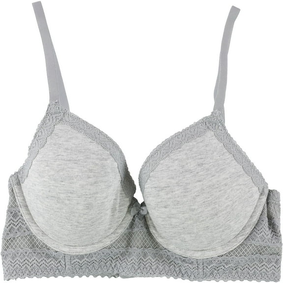 American Eagle Womens Lace Band Full Coverage Bra, Grey, 32C