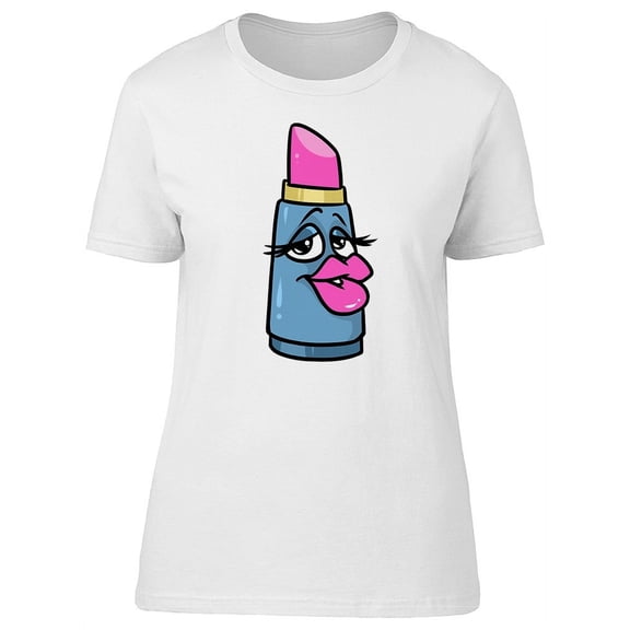 Funny Cartoon Pink Lipstick T-Shirt Women -Image by Shutterstock, Female Large