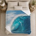 thumbnail image 5 of Turquoise Ocean Wave Curl with White Sea Spray, Coastal Surf Art for Beach Lovers, Birthday Gift, Soft Flannel Blanket for Bedroom and Lounge, Fresh Ocean Home Decor, 5 of 9