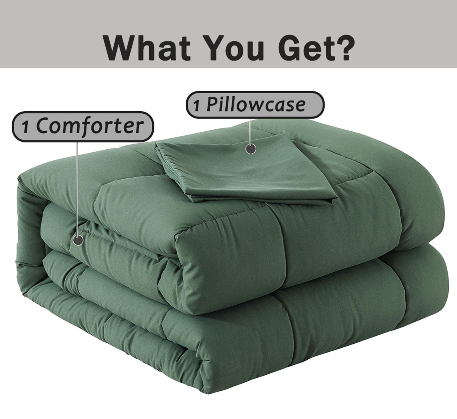 YEPCLUB Twin Comforter Set, 2-Piece, Green Down Alternative photo 3