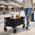 thumbnail image 2 of Carrito Vagon Plegable Multiusos con Estructura de Acero Reforzado y Ruedas para Exterior Resistentes - Carro Vagon Portatil soporta hasta 120 kg Ideal para Mandado Supermercado y Transportar (Negro), 2 of 7