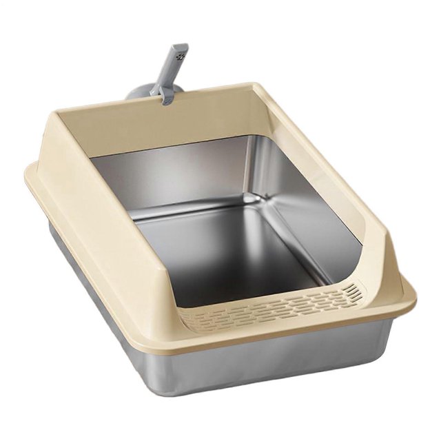 Stainless Steel Cat Litter Tray Large With Scoop, Odour Control, Living Room Farmhouse Style