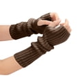 thumbnail image 4 of BLTIBY Knitted Arm Warmers Fingerless Gloves for Women Winter Solid Color Fashion Thermal Knit Mitten Long Arm Sleeve with Thumb Hole Khaki Free Size, 4 of 4