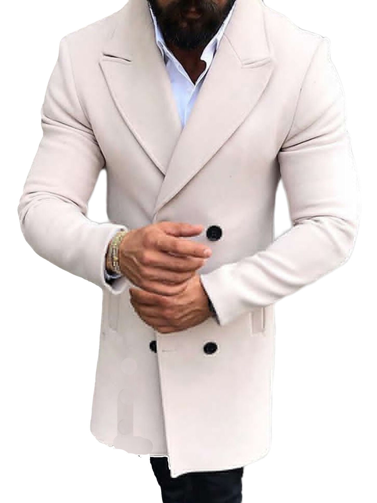 Men's Overcoat Trench Coat Slim fit Jacket Double Breasted Dust Jacket Woolen  D
