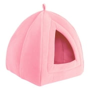 Angle View: Petmaker Cozy Kitty Tent Igloo Plush Cat Bed