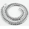 thumbnail image 5 of HEAVY Silver Cut Curb Cuban Link Chain 316L Stainless Steel Men's Necklace, 5 of 7