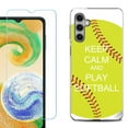 thumbnail image 1 of Shockproof Gel Phone Case for Samsung Galaxy A14 5G, with Tempered Glass Screen Protector, by OneToughShield ® - Keep Calm Softball, 1 of 3