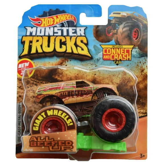 Hot Wheels Monster Trucks All Beefed Up, Includes Connect and Crash Car 16/50