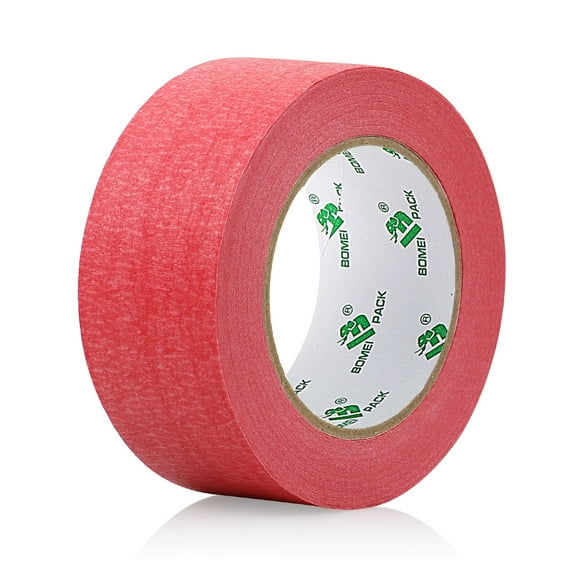 BOMEI PACK  Painters Tape 2 Inch, Crepe Paper General Purpose Red Wide Masking Tape, 55 yds Length, Multi-Surface Adhesive Painting Tape, for Painting, DIY, Arts, Crafts, Labeling