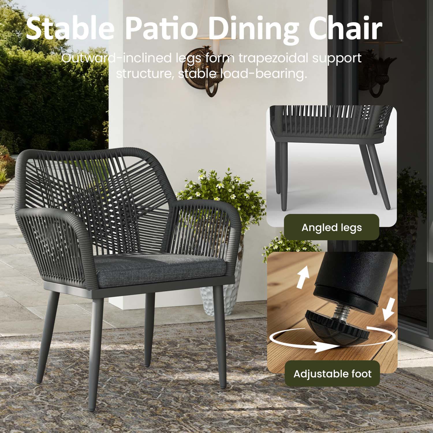 LayinSun Outdoor Dining Chairs Set of 2, 2 Pieces All-Weather Wicker Patio Chair for Patio, Deck, Proch with Soft Cushions and Armrests