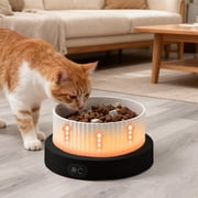 Outside Heated Bowl Large Heated Water Bowl ,Outdoor Thermostatic Heated Cat Bowl ,Large Ceramic Anti-Freeze Dish for Cat Dog Chicken Rabbit Goose Squirrel,4.65x7.87inch(11.8x20cm),Black