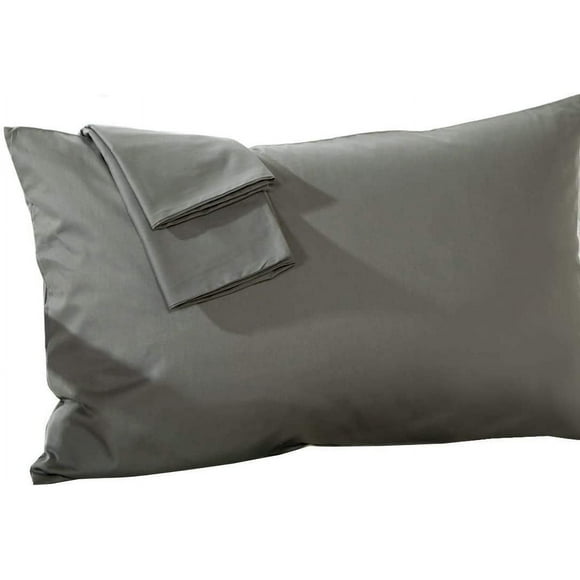 Travel Pillow Case 14x20 Size Egyptian Cotton Set of 2 Zipper Travel Pillowcase 600 Thread Count 100% Soft Egyptian Cotton 2 Pack, Toddler Pillowcase Dark Grey Solid - Zipper Closer
