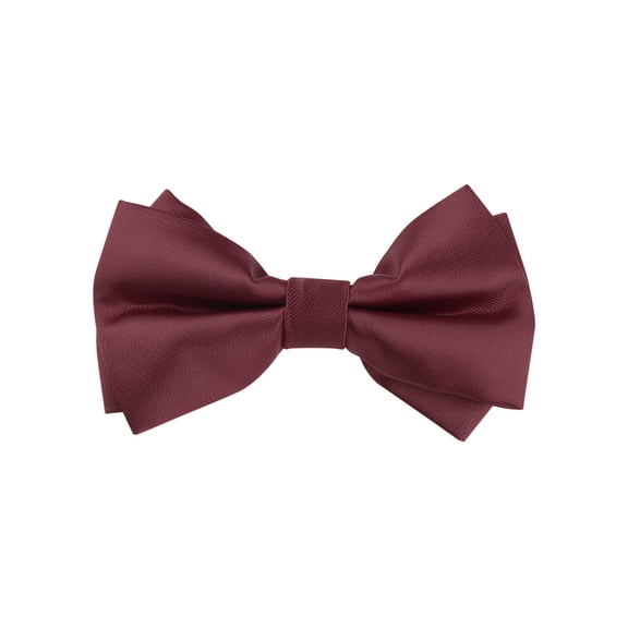 INSPIRE CHIC Men's Pre-tied Bow Ties Double Layered Adjustable Solid Color Bow Tie Burgundy