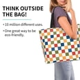 thumbnail image 2 of Pofeuu Floral Checkerboard Print Reusable Grocery Bags - Washable, Foldable, Packable Tote, Large Handles, Heavy Duty, Zippered Top Pouch, 2 of 8
