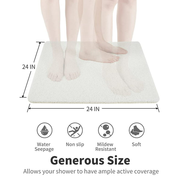Non Slip Shower Mat, Comfortable Bath mat for Textured Surface,Quick Drying  Easy Cleaning Shower Floor Mat for Wet Area,Without Suction Cups Grey 24 x