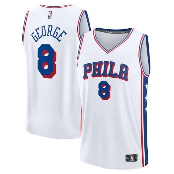 Youth Fanatics Paul George White Philadelphia 76ers Fast Break Replica Player Jersey - Association Edition