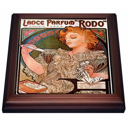 3dRose Print of Muchas French Perfume Ad, Trivet with Ceramic Tile, 8 by 8-inch