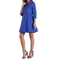 thumbnail image 4 of INSPIRE CHIC Women's Shirt Dress 3/4 Sleeve Button Down Mini Dresses S Royal Blue, 4 of 5