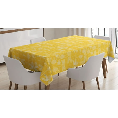 

Yellow and White Tablecloth Outline Style Dragonflies with Dotted Backdrop Ornate Wing Design Rectangular Table Cover for Dining Room Kitchen 60 X 90 Inches Yellow and White by Ambesonne