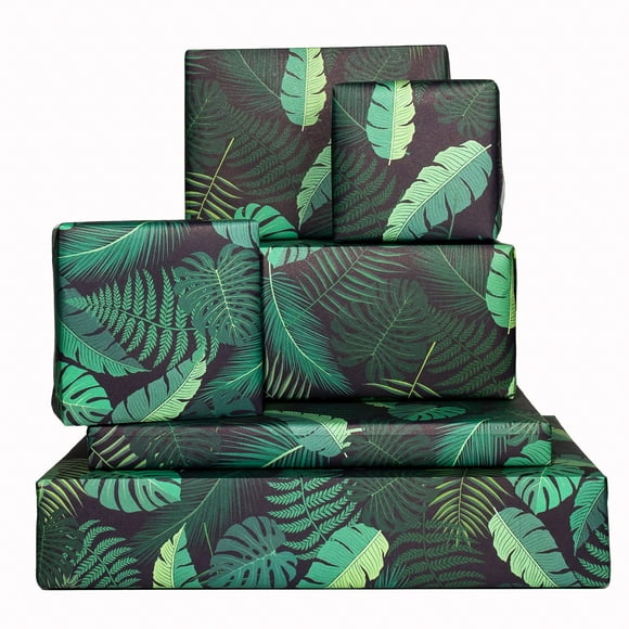 Papel de Regalo CENTRAL 23 Hojas con 6 Hojas de Hojas y Plantas Verdes