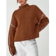 thumbnail image 3 of Jersey PRETTYGARDEN de punto grueso con cuello alto para mujer, color caramelo, 3 of 7