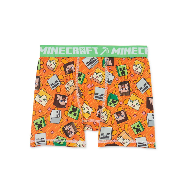 Minecraft Creepers, Boys Underwear, 3 Pack Poly Boxer Briefs, Size 6  (small) 