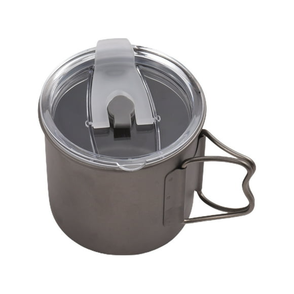 400ml Titanium Camping Water Cup with Mountain-Shaped Handle and Ice Lid - Lightweight 97g Ti Drinkware for Outdoor Camping, Backpacking & Adventure Activities - Portable 7.5x7.5x8cm Hiking Mug Gift