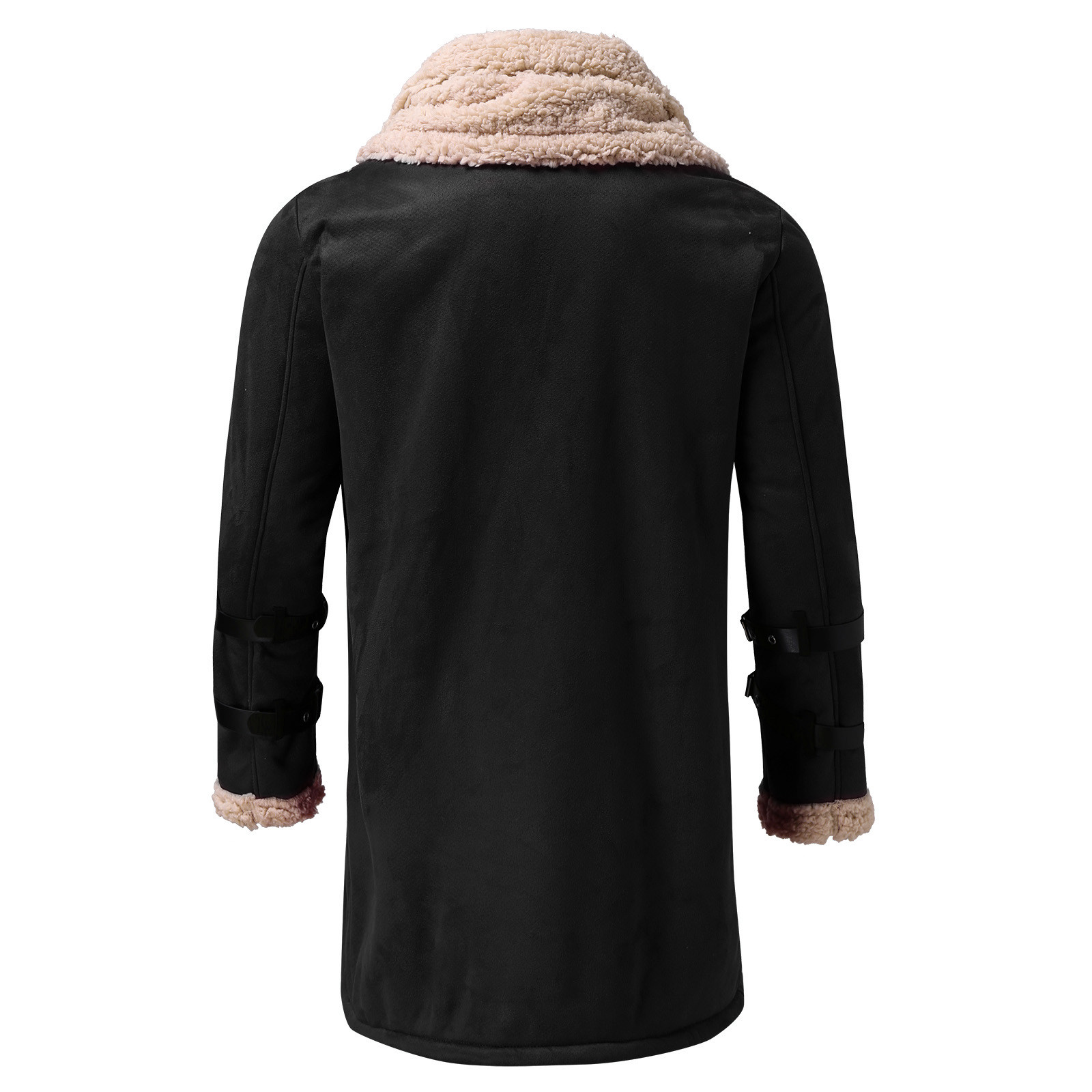 HSMQHJWE Jean Jackets For Men Long Jacket With Hood Men Men Plus Size Winter Coat Lapel Collar Long Sleeve Padded Leather Jacket Vintage Thicken Coat Sheepskin Jacket Jacket Men Cotton - image 5 of 5