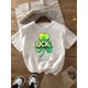 thumbnail image 2 of 1pc Lucky Clover Print Short Sleeve T-Shirt, Casual Polyester Knit Fabric Tee, All-Season Comfort Fit Top for St. Patrick's Day & Easter Gifts, 2 of 7
